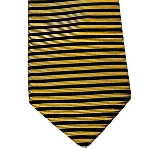 Brooks Brothers Makers Tie Vintage Repp Weave Gold Blue Stripe Nautical